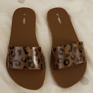 Animal print flip flops
